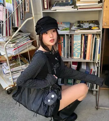 벨트 포함 워싱 가죽 가방 (블랙) F25QE990