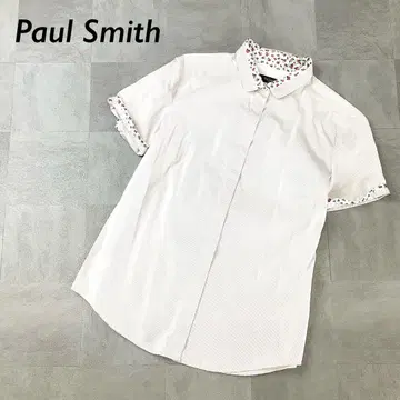 새상품급 Paul Smith BLACK 스트라이프 꽃무늬 반팔 셔츠