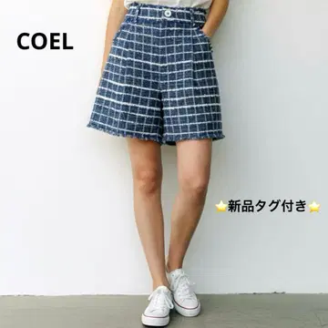 정가 37,400엔 COEL 코엘 트위드 숏팬츠 블루 파랑 S