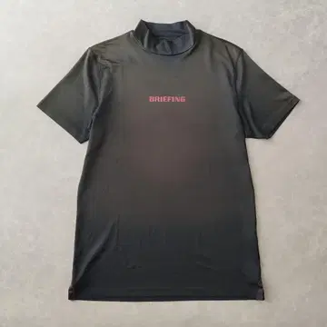 레어 새상품급 브리핑 모크넥 반팔 셔츠 로고 그라데이션 카키 M