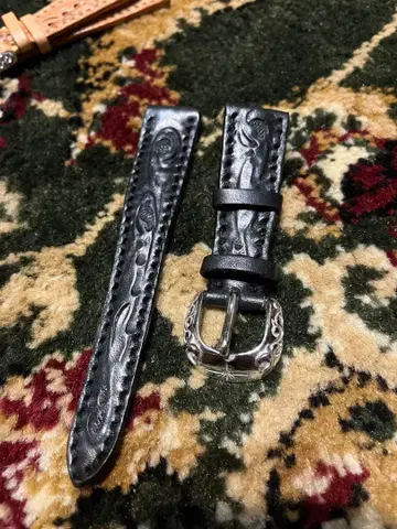 SAAD 손목시계 가죽 벨트 블랙