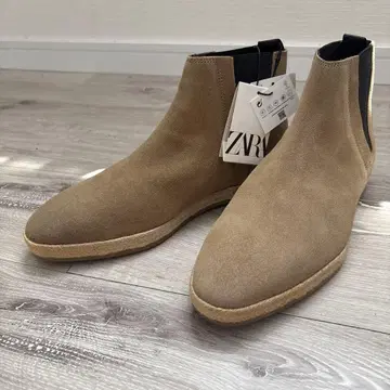 ZARA 사이드 고어 부츠 베이지 스웨이드 가죽 25.8cm