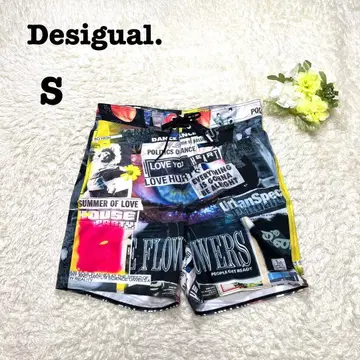 데시구알 숏팬츠 뉴스 페이퍼 프린트 멀티 컬러 개성있는 S