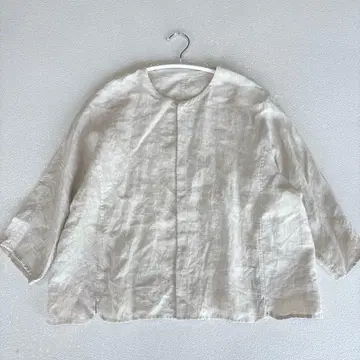 [새상품급] 요건 레일 린넨 100% V넥 자켓 아이보리 M