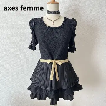 axes femme 레이스 플리츠 튜닉 발레코어 블랙 M 고딕