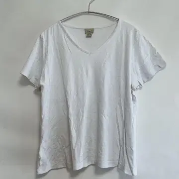 엘엘빈 반팔 T셔츠 V넥 무지 L 화이트 면 캐주얼 데일리