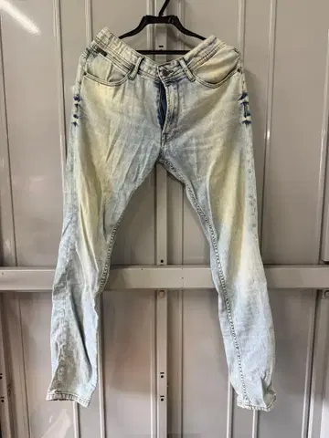 ZARA 남성용 스트레이트 데님 라이트 블루 케미컬 워시