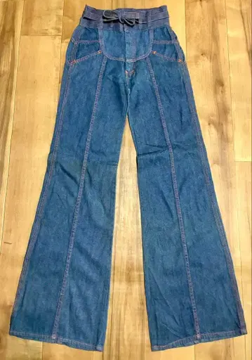빈티지 JEANTEX 데님 벨보텀 플레어 팬츠 70s 80s 히피