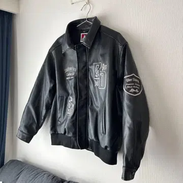 BEN DAVIS 바시티 자켓 인조 가죽 블랙 L