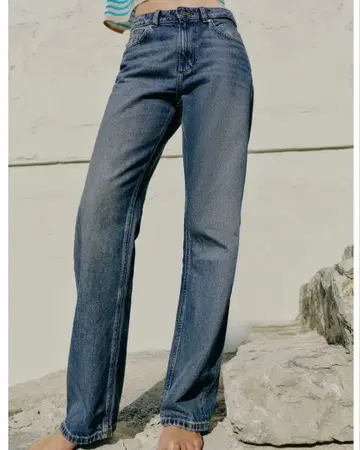 ZARA 하이웨스트 스트레이트 롱 기장 데님 팬츠