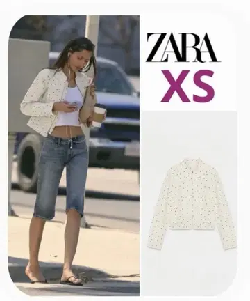 ZARA 도트 무늬 핏 자켓 XS