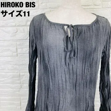 HIROKO BIS 다크 그레이 꽃무늬 자수 튜닉 11호 긴팔