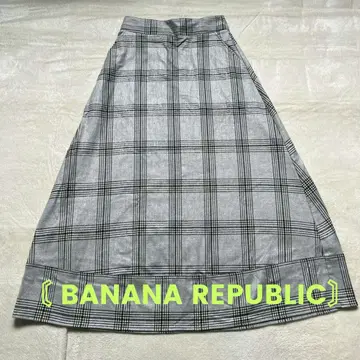 BANANA REPUBLIC 체크 플레어 롱 스커트