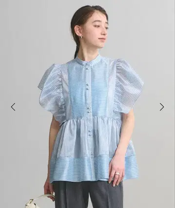 UNITED ARROWS 26SS 실키 개더 프릴 블라우스