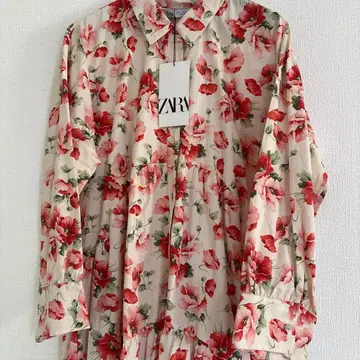 새상품 ZARA 꽃무늬 셔츠 원피스 롱 기장 택 포함 새상품