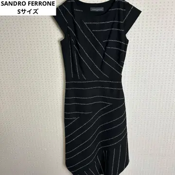 SANDRO FERRONE 라메 라인 원피스 블랙 프렌치 슬리브