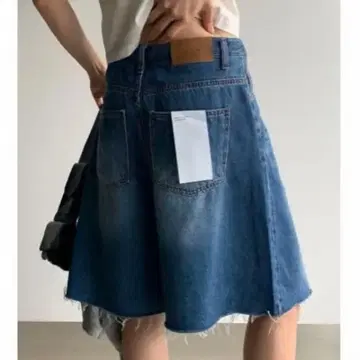 워싱 버뮤다 데님 도트 숄