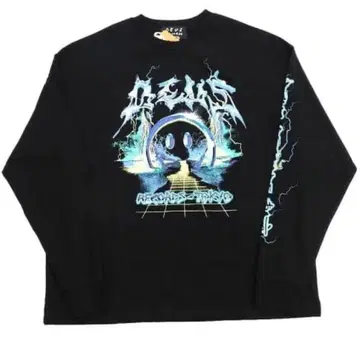 Deus Records Tokyo 긴팔 티셔츠 블랙 데우스 레코드