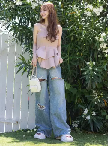 나루세 아이리 aris 데미지 가공 데님 팬츠