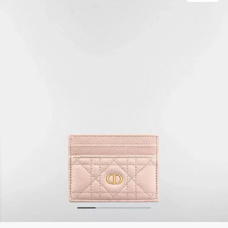 Dior Caro Freesia 카드 지갑 파우더 핑크