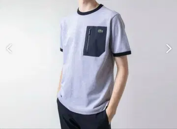 LACOSTE 지퍼 포켓 부착 T셔츠 그레이