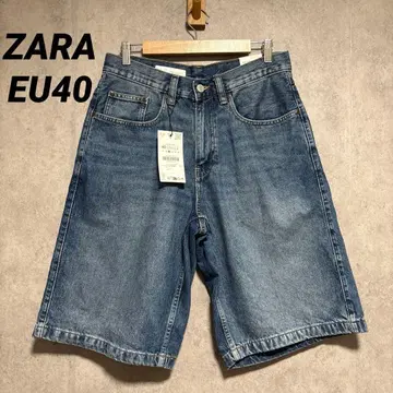 ZARA 자라 배기핏 데님 버뮤다 팬츠 EU40