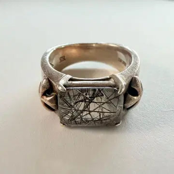 SILVER925 천연 블랙 루틸 쿼츠 반지 빈티지 15호
