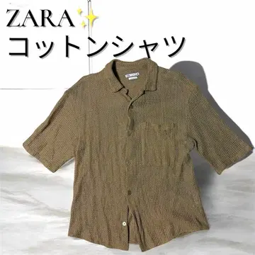 [컨디션 최상] ZARA 오픈 카라 반팔 셔츠 M 니트 셔츠 크로셰