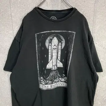 DOM 스페이스 셔틀 타로 카드풍 프린트 블랙 T셔츠 3XL