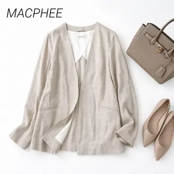 MACPHEE 맥피 겉옷 린넨 노카라 자켓 린넨 100%