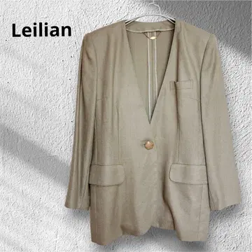Leilian 레리안 린넨 노카라 자켓 브룸 원단 L