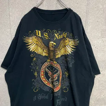 U.S.NAVY 미군 빅 프린트 네이비 티셔츠 2XL 정도