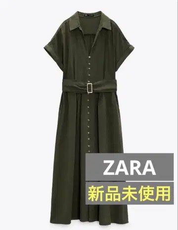 ZARA 린넨 블렌드 미디 셔츠 원피스 택 포함 새상품