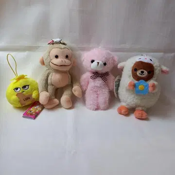 새 원숭이 곰 양 봉제 인형 마스코트 4개 세트 묶음 판매