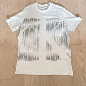 Calvin Klein 로고 프린트 T셔츠 화이트 남성용 M
