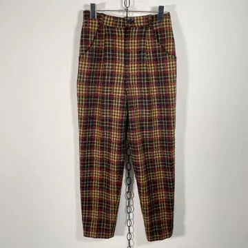 80s90s 빈티지 일본제 체크 울 팬츠 펑크 그런지