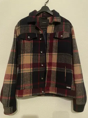 ZARA 체크 무늬 울 혼방 자켓