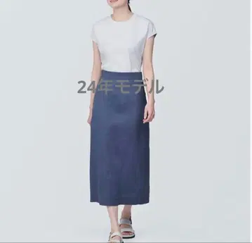 무인양품 2024년 모델 헴프 혼방 스트레치 스트레이트 스커트