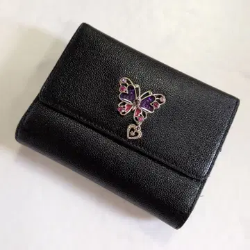 안나수이 ANNA SUI 3단 폴더형 지갑 버터플라이 나비 블랙 네이비