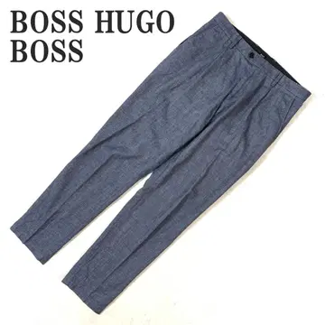 보스 휴고보스 슬랙스 팬츠 파랑 린넨 코튼 UK46 C6274