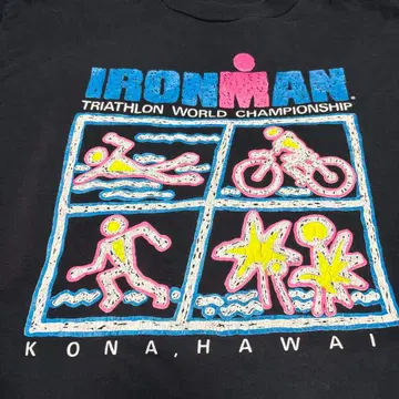 90s USA제 빈티지 T 아이언맨 트라이애슬론 티셔츠 하와이