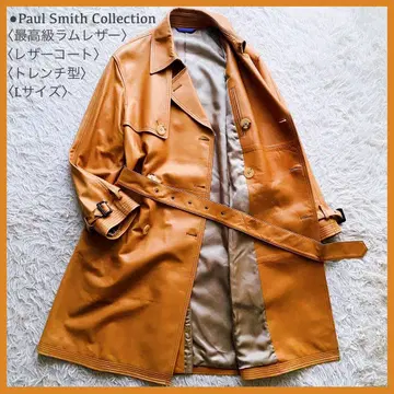 레어 폴스미스 컬렉션 최고급 램 가죽 벨티드 가죽 코트 L