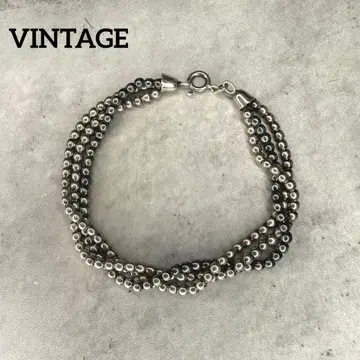 VINTAGE 빈티지 실버 925 3연 볼 체인 팔찌