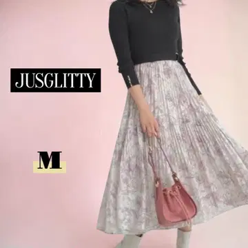 JUSGLITTY 에어리 자카드 도킹 원피스 꽃무늬 절개 이소재