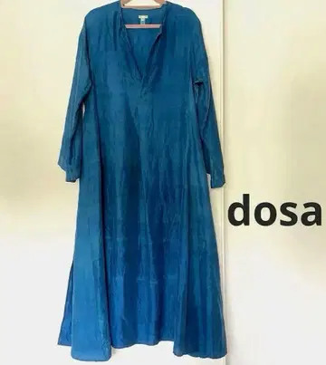 [ 새상품급 ] 도사 DOSA 실크 100% 플레어 원피스 인디고 블루