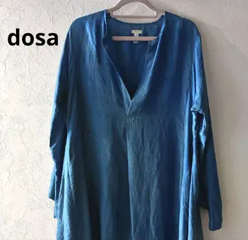 [ 새상품급 ] 도사 DOSA 실크 100% 플레어 원피스 인디고 블루