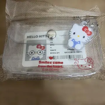 [한국 한정판] Hello Kitty 투명 카드 케이스 키링 키티 명함