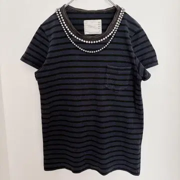 sacai 보더 T셔츠 비쥬 리본 사카이