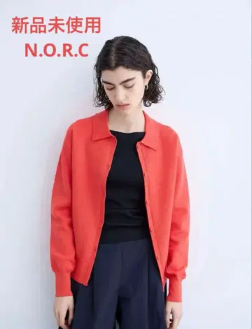 [ 미사용 새상품 ] N.O.R.C 스웨트라이크 폴로 니트 가디건 레드
