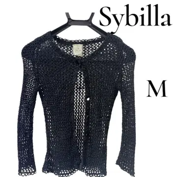 Sybilla 시빌라 메쉬 가디건 블랙 M 사이즈 시스루 니트 겉옷